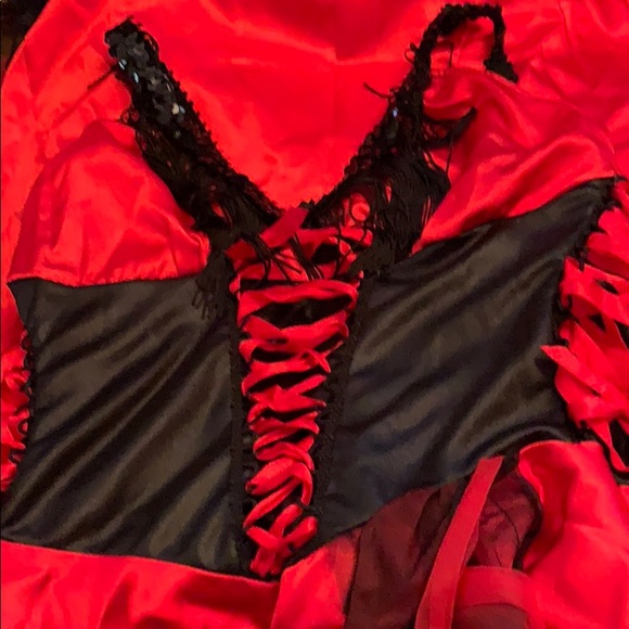 LEG AVENUE RED CAN CAN CORSET DRESS HALLOWEEN COSTUME - Picture 4 of 9
